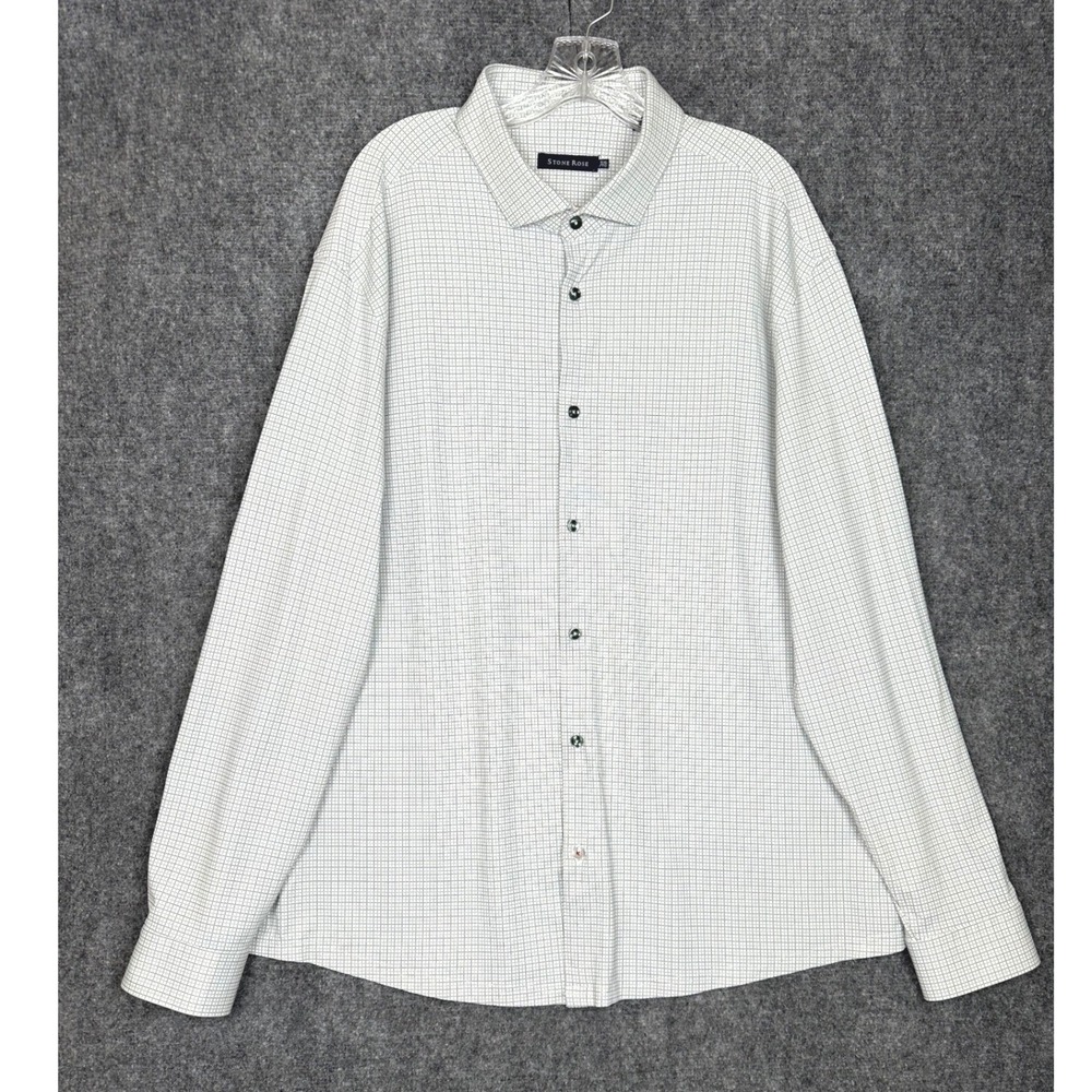 Stone Rose Techno Stretch Performance‎ Shirt 3XL Modern Business White Green